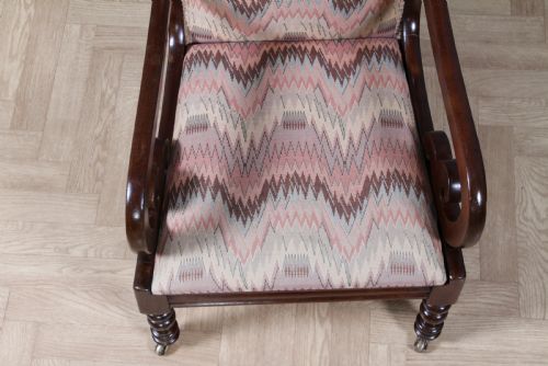 ANTIQUE ORIGINAL VICTORIAN UPHOLSTERED MAHOGANY FIRESIDE EASY ARM CHAIR - ADDITIONAL PHOTO 20