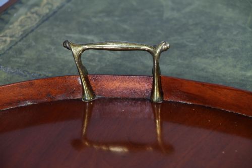 ANTIQUE EDWARDIAN SOLID MAHOGANY KIDNEY SHAPED INLAID SERVING TRAY C1900 - ADDITIONAL PHOTO 7