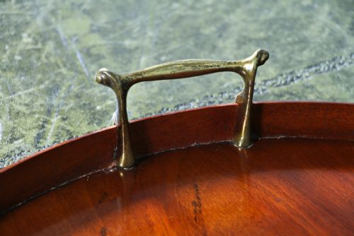 ANTIQUE EDWARDIAN SOLID MAHOGANY KIDNEY SHAPED INLAID SERVING TRAY C1900 - ADDITIONAL PHOTO 8