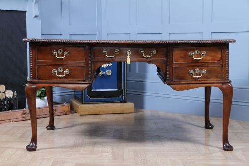 ANTIQUE GEORGIAN SOLID MAHOGANY PARTNERS DESK QUEEN ANNE CHIPPENDALE STYLE C1800 - ADDITIONAL PHOTO 3
