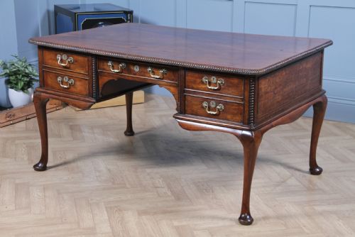 ANTIQUE GEORGIAN SOLID MAHOGANY PARTNERS DESK QUEEN ANNE CHIPPENDALE STYLE C1800 - ADDITIONAL PHOTO 7