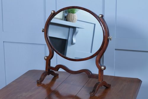 Antique Edwardian Oval Mahogany & Brass Dressing Table Toilet Swing Mirror Cheval C1900
