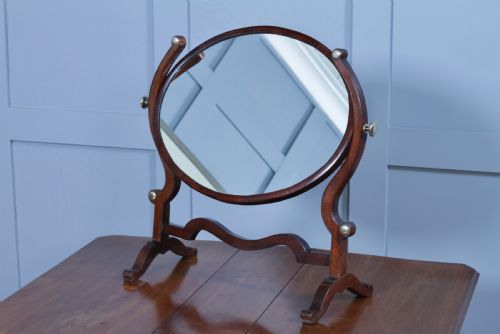 fig 2. Antique Edwardian Oval Mahogany & Brass Dressing Table Toilet Swing Mirror Cheval C1900
