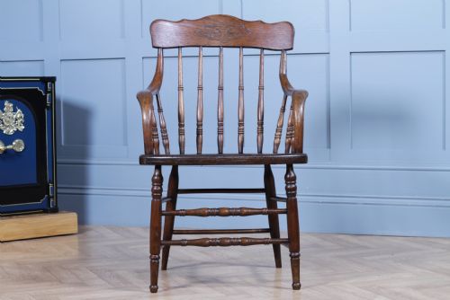 fig 2. Antique American Oak Bentwood Spindle Back Office Desk Armchair Elbow Chair 1890