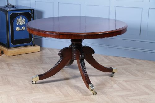 Antique Regency Solid Mahogany Grand Tilt Top Round Dining Table Fully Restored