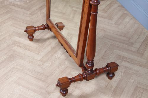ANTIQUE VICTORIAN PITCH PINE TURNED LARGE CHEVAL FLOOR STANDING SWING MIRROR C1880 - ADDITIONAL PHOTO 9