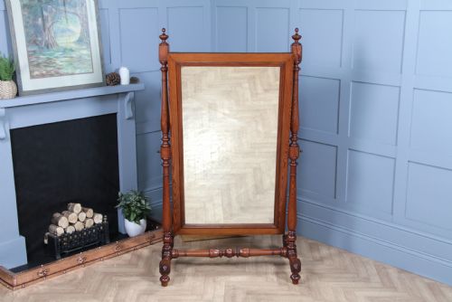 ANTIQUE VICTORIAN PITCH PINE TURNED LARGE CHEVAL FLOOR STANDING SWING MIRROR C1880 - ADDITIONAL PHOTO 14