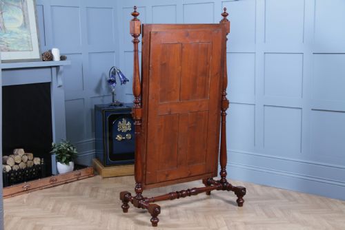 ANTIQUE VICTORIAN PITCH PINE TURNED LARGE CHEVAL FLOOR STANDING SWING MIRROR C1880 - ADDITIONAL PHOTO 16