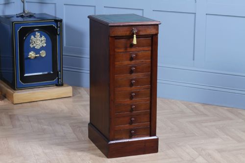 Antique Late Victorian Walnut Wellington Filing Chest of 9 Drawers C1890
