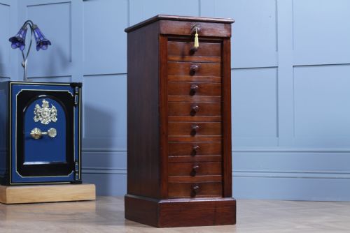 fig 1. Antique Late Victorian Walnut Wellington Filing Chest of 9 Drawers C1890