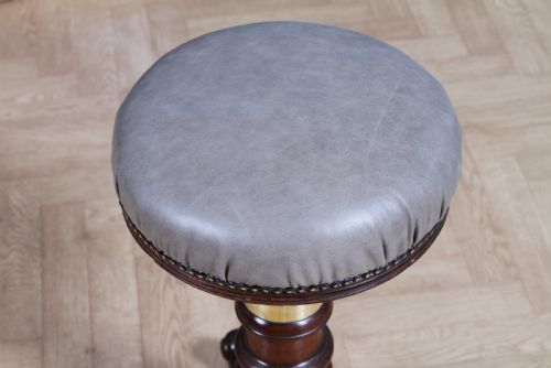 fig 4. Antique Early Victorian Mahogany & Leather Revolving Piano Dressing Table Stool C1840
