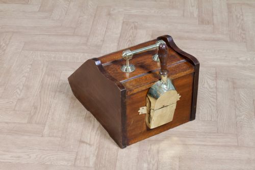 fig 4. Antique Edwardian Art Nouveau Oak Carved Fireside Coal Purdonium Scuttle Box C1900