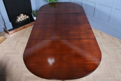 fig 5. Antique 9ft Regency Revival Solid Mahogany Twin Pedestal 2 Leaf Dining Table C1900