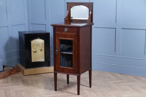 Antique Art Nouveau Mahogany Glazed Display Cabinet Bedside Cupboard Music 1900