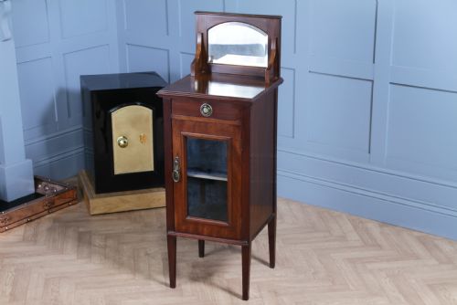 fig 1. Antique Art Nouveau Mahogany Glazed Display Cabinet Bedside Cupboard Music 1900
