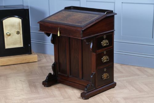 Antique Original Edwardian Walnut 3 Drawer Davenport Writing Desk C1890