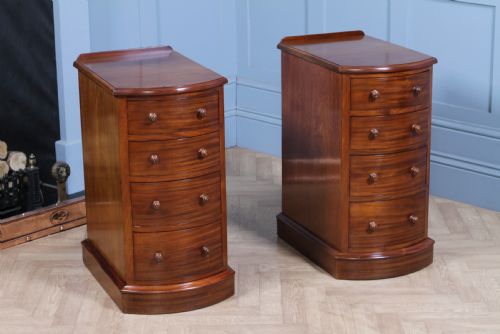fig 3. Pair of Antique Victorian Bow Front Mahogany Bedside Chests of Drawers C1850