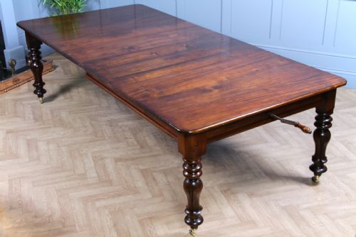 Antique Early Victorian Solid Mahogany Grand Wind Out 2 Leaf Dining Table C1840