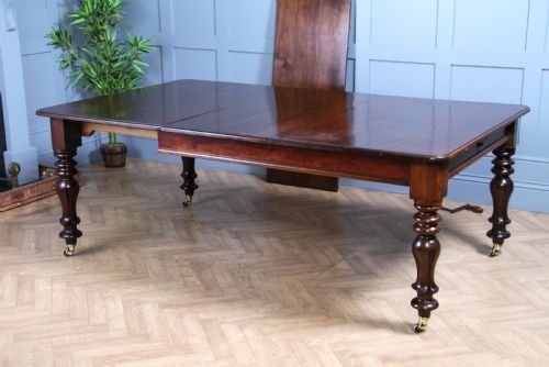 fig 3. Antique Early Victorian Solid Mahogany Grand Wind Out 2 Leaf Dining Table C1840