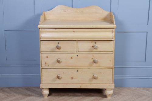 Original Antique Victorian Natural Light Pine Washstand Chest of 5 Drawers C1870