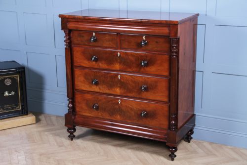 fig 1. Oustanding Quality Antique Original Victorian Flame Mahogany Large Scottish Chest of 6 Drawers C1870