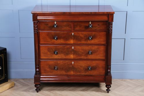 Oustanding Quality Antique Original Victorian Flame Mahogany Large Scottish Chest of 6 Drawers C1870