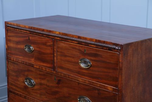 ORIGINAL ANTIQUE WILLIAM IV FIDDLE BACK MAHOGANY COMPACT CHEST OF 5 DRAWERS 1830 - ADDITIONAL PHOTO 1