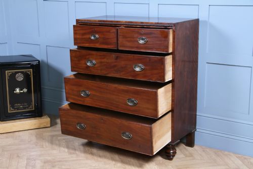 ORIGINAL ANTIQUE WILLIAM IV FIDDLE BACK MAHOGANY COMPACT CHEST OF 5 DRAWERS 1830 - ADDITIONAL PHOTO 3