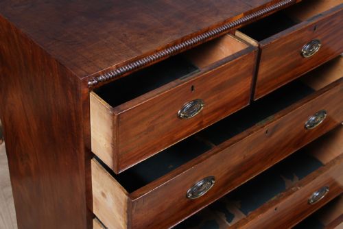 ORIGINAL ANTIQUE WILLIAM IV FIDDLE BACK MAHOGANY COMPACT CHEST OF 5 DRAWERS 1830 - ADDITIONAL PHOTO 10