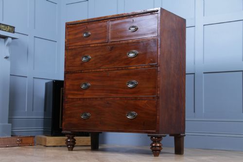ORIGINAL ANTIQUE WILLIAM IV FIDDLE BACK MAHOGANY COMPACT CHEST OF 5 DRAWERS 1830 - ADDITIONAL PHOTO 11