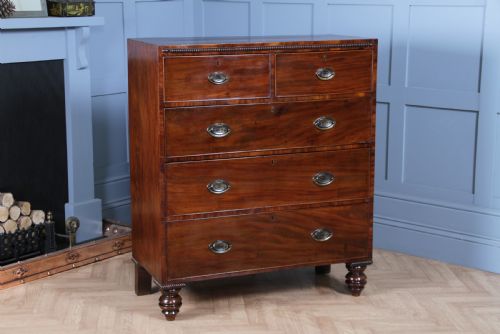 ORIGINAL ANTIQUE WILLIAM IV FIDDLE BACK MAHOGANY COMPACT CHEST OF 5 DRAWERS 1830 - ADDITIONAL PHOTO 12