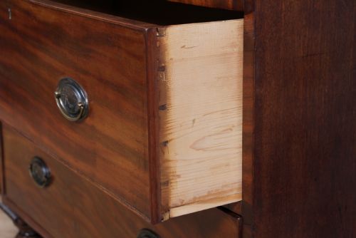 ORIGINAL ANTIQUE WILLIAM IV FIDDLE BACK MAHOGANY COMPACT CHEST OF 5 DRAWERS 1830 - ADDITIONAL PHOTO 17