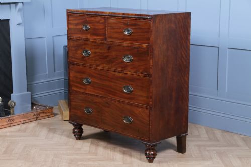 ORIGINAL ANTIQUE WILLIAM IV FIDDLE BACK MAHOGANY COMPACT CHEST OF 5 DRAWERS 1830 - ADDITIONAL PHOTO 18