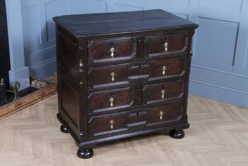 Original 17th Century Antique Jacobean Oak Chest of 6 Drawers Primitive C1680