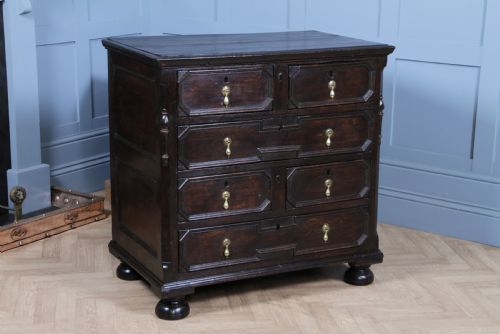 fig 1. Original 17th Century Antique Jacobean Oak Chest of 6 Drawers Primitive C1680