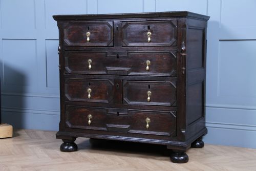 fig 4. Original 17th Century Antique Jacobean Oak Chest of 6 Drawers Primitive C1680