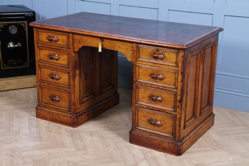 fig 5. Antique American Smith & Co Maple 9 Drawer Twin Pedestal Writing Desk C1860