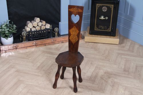 fig 1. Antique Edwardian Arts & Crafts Fruitwood Small Spinning Chair Stool C1900