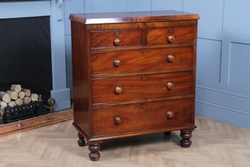 Original Antique Victorian Mahogany Compact Chest of 5 Drawers Restored C1870