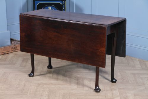 ORIGINAL ANTIQUE GEORGIAN SOLID MAHOGANY DROP LEAF QUEEN ANNE DINING TABLE C1840 - ADDITIONAL PHOTO 1