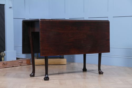 ORIGINAL ANTIQUE GEORGIAN SOLID MAHOGANY DROP LEAF QUEEN ANNE DINING TABLE C1840 - ADDITIONAL PHOTO 2