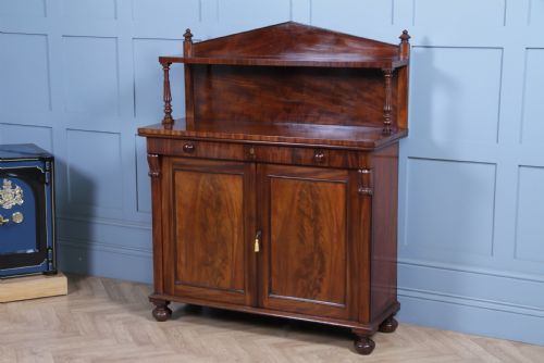 fig 1. Original Antique Regency Georgian Flame Grain Mahogany Chiffonier Sideboard 1820