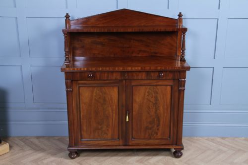 fig 3. Original Antique Regency Georgian Flame Grain Mahogany Chiffonier Sideboard 1820