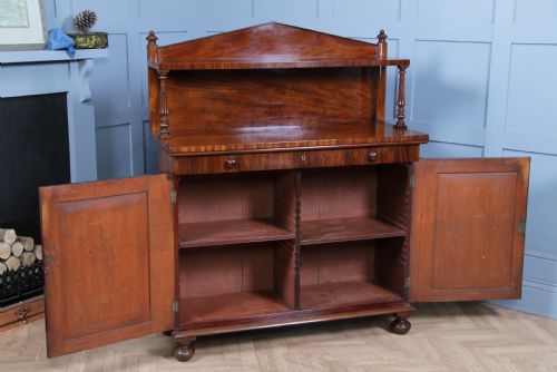 fig 4. Original Antique Regency Georgian Flame Grain Mahogany Chiffonier Sideboard 1820