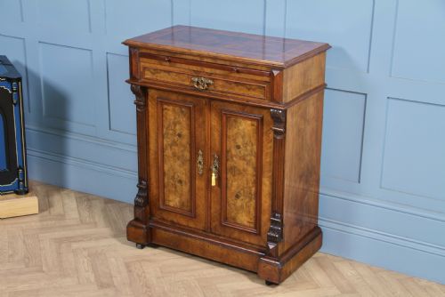 fig 1. Antique 19th Century French Burr Walnut Secretaire Writing Cupboard C1880