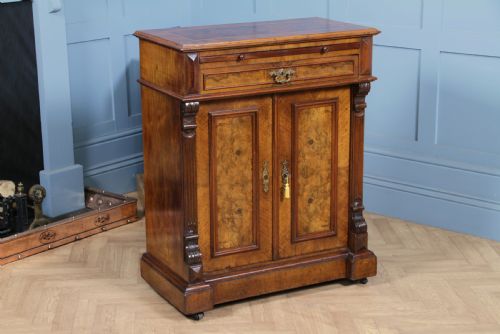 Antique 19th Century French Burr Walnut Secretaire Writing Cupboard C1880
