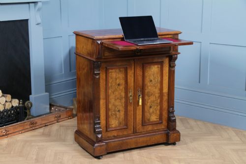 fig 2. Antique 19th Century French Burr Walnut Secretaire Writing Cupboard C1880