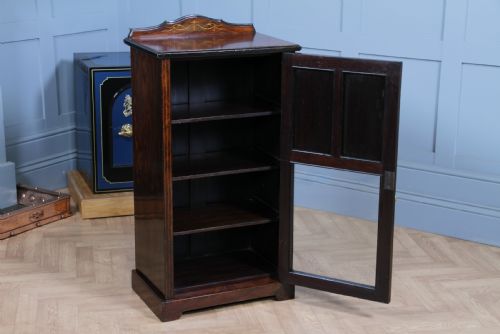 fig 1. Original Antique Edwardian Rosewood Inlaid Glazed Music Sheet Cabinet C1890