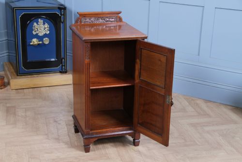 fig 2. Antique Edwardian Carved Solid Walnut Bedside Cupboard C1890