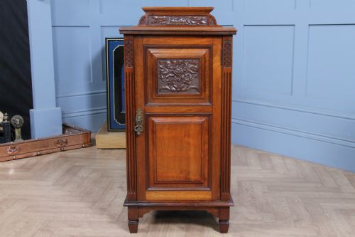 fig 3. Antique Edwardian Carved Solid Walnut Bedside Cupboard C1890